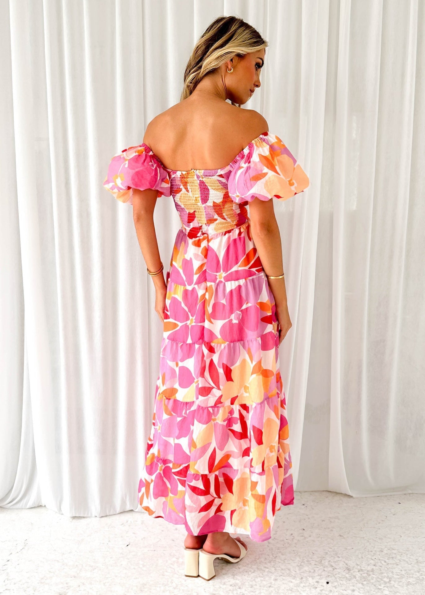 Nora Boutique Dress with Puff Sleeves Premium Wardrobe Essential