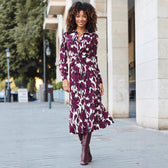 Abstract Print Long Sleeve Twist Front Midi Dress 4