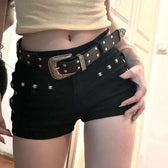 Stretch Bodycon Rivet Low Rise Shorts