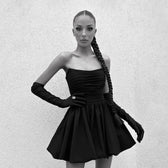 Strapless Cut Out Ruched Pleated Mini Dress 3