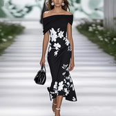 Floral Off Shoulder Mermaid Midi Dress 3