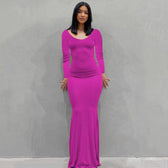 Scoop Neck Spaghetti Strap Bodycon Mermaid Maxi Dress 46