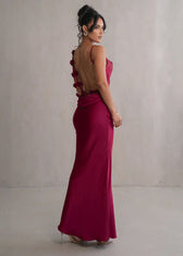 Seraphina - Satin Cowl Neck Evening Gown in Black - View 5
