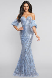 Austen Blue Sleeveless Sequin Maxi Dress - View 2