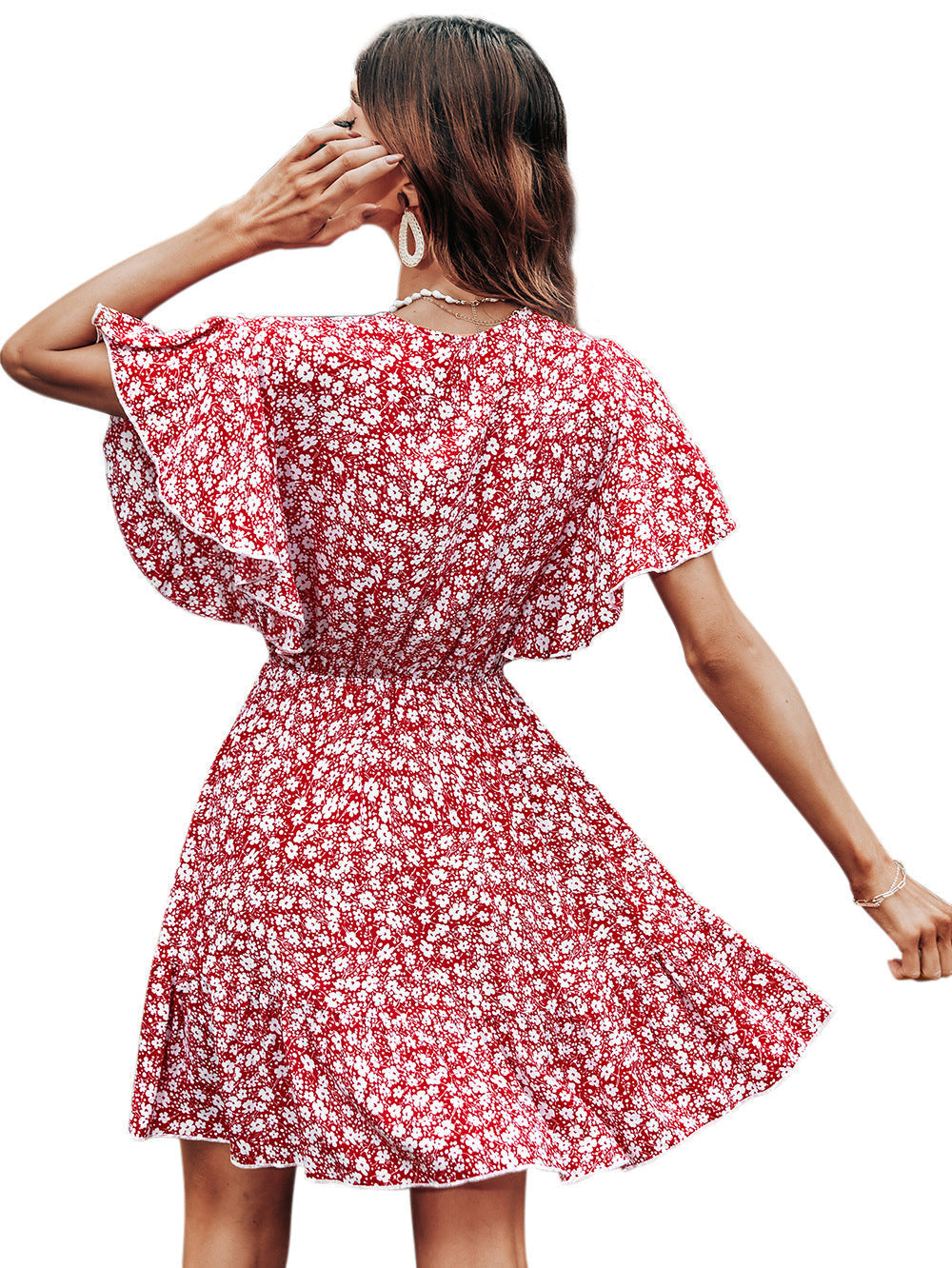 Layva Printed Ruffle Tiered Dress Mauve