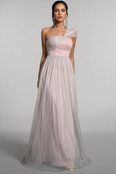 Ayven Pink One-Shoulder Mesh Maxi Dress - View 4