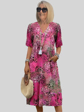 V-Neck Short Sleeve Tiered Midi Dress 6