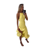Ribbed Knit High Neck Ruffle High Low Midi Dress 4