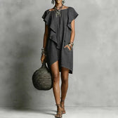 Short Sleeve Ruffle Asymmetric Mini Dress 3