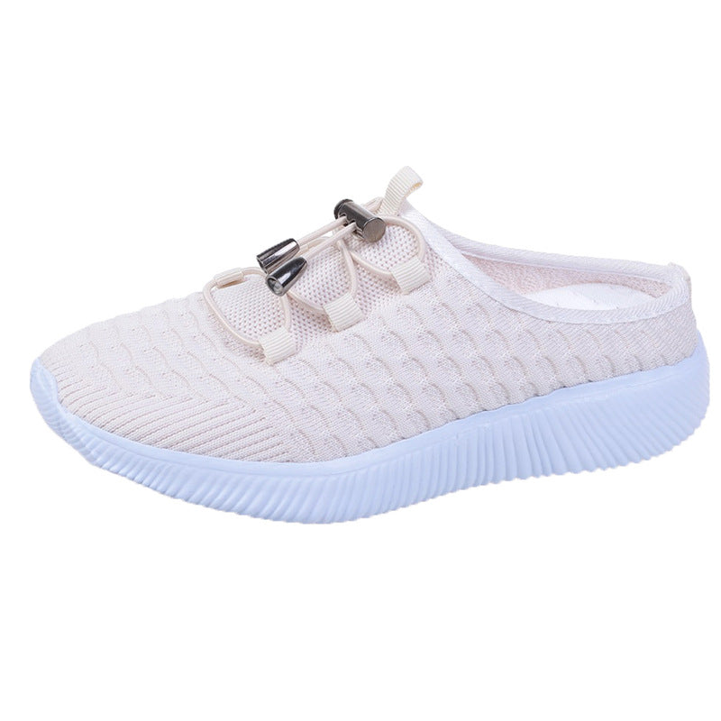 Flyknit Low-heel Lace-up Toe Slippers