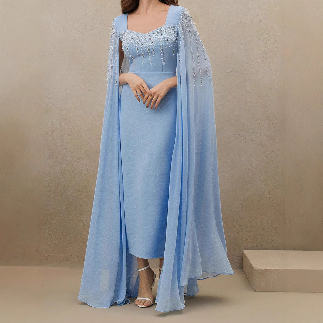 Middle East Muslim Light Luxury Rhinestone Pearl Tube Top Evening Dress Middle East Classical Women Dress
