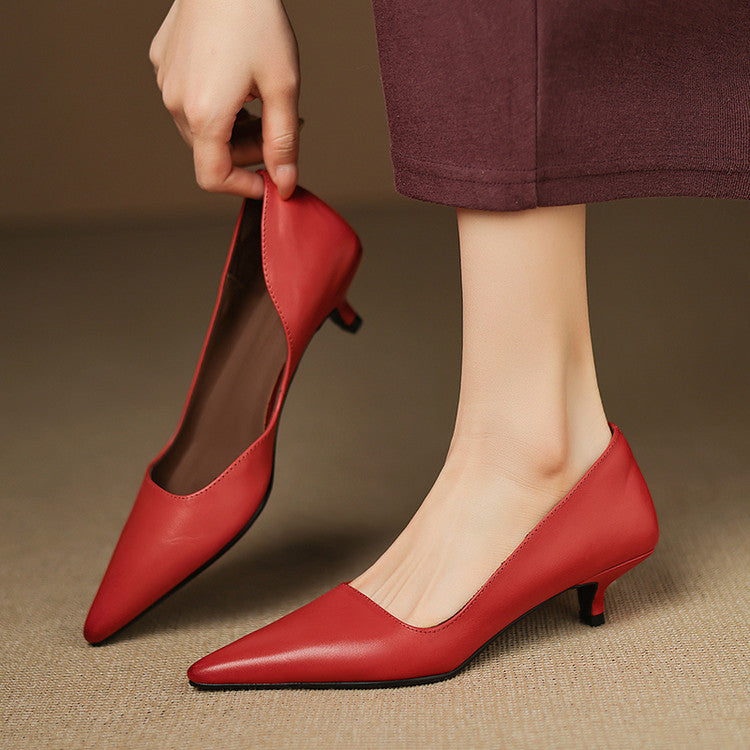 Pointed Toe Kitten Heel Pumps
