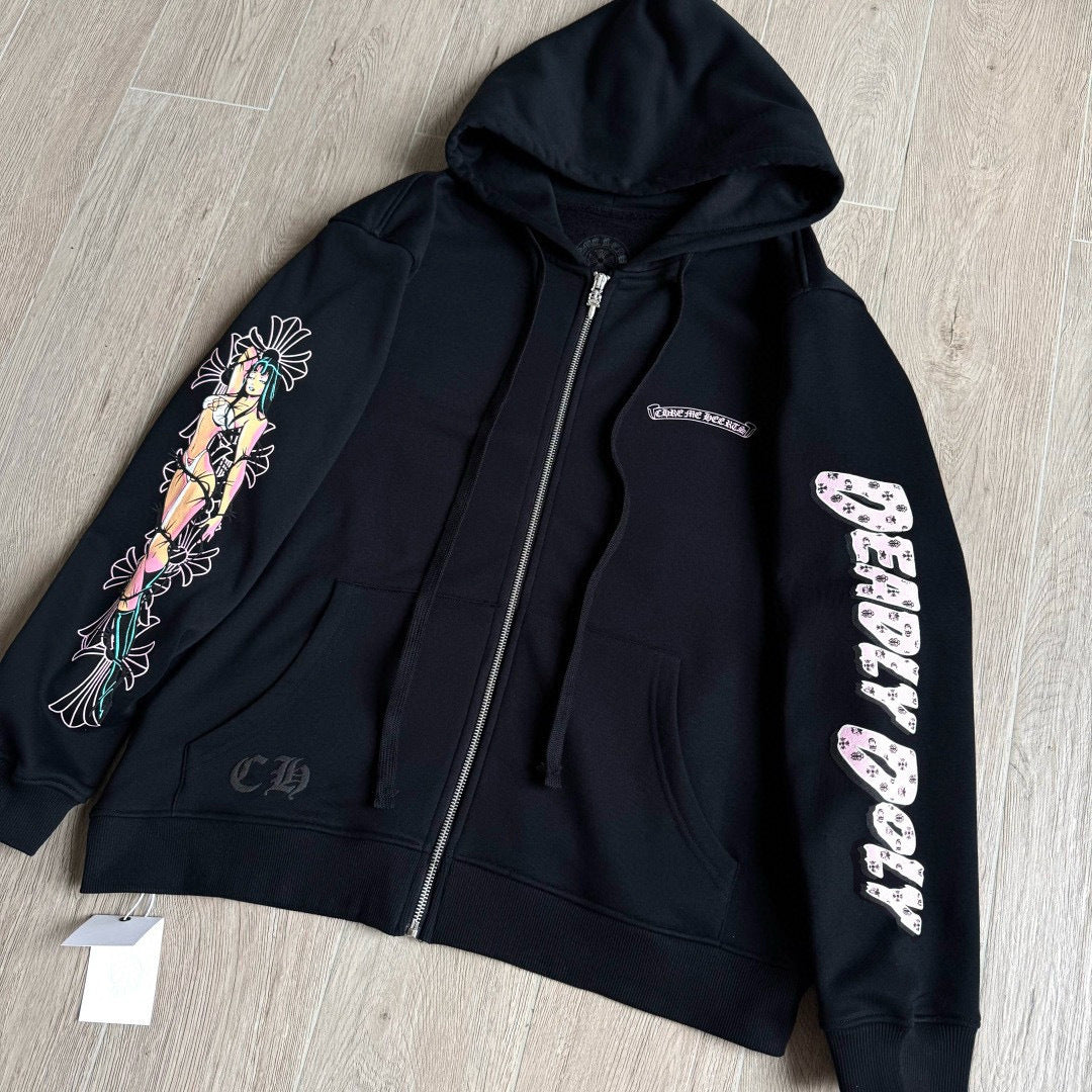 Deadly Doll Comic Print Zip Hoodie