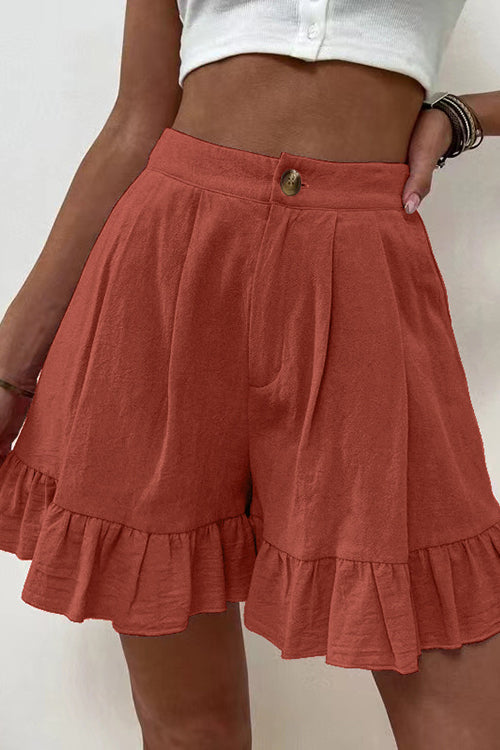 Button Flutter Hem Shorts
