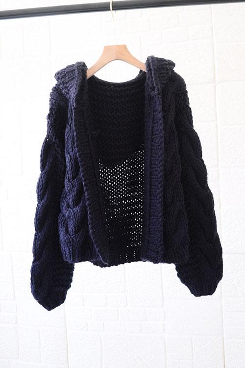 Knit Loose Hoodie Cardigan