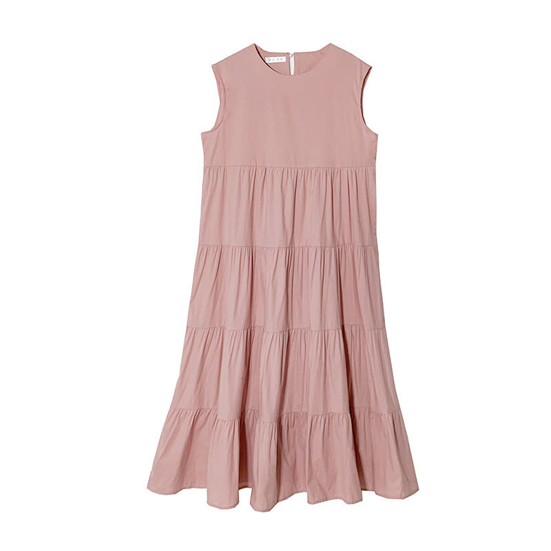 Crew Neck Sleeveless Tiered Ruffle Loose Midi Dress 6