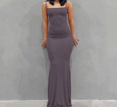 Square Neck Spaghetti Strap Bodycon Mermaid Maxi Dress 8
