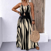 Abstract Print Spaghetti Strap A-Line Maxi Dress 3