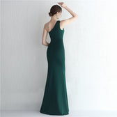 Satin One Shoulder Fishtail Gala Gown - View 5