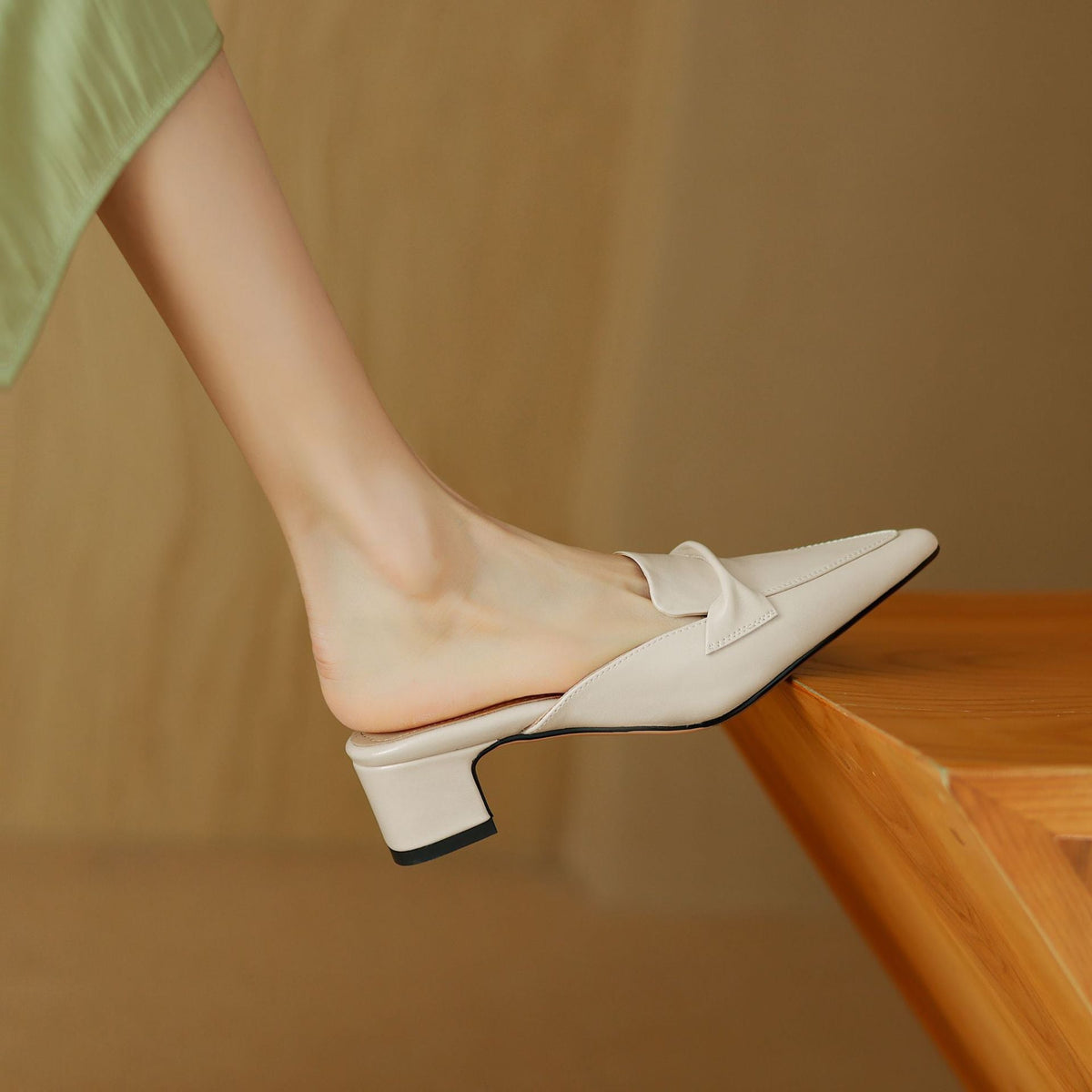 Square Toe Block Heel Loafer Mules