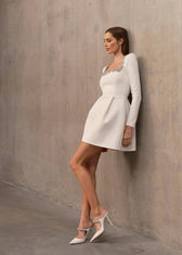 Embellished Square Neck Mini Dress - View 3