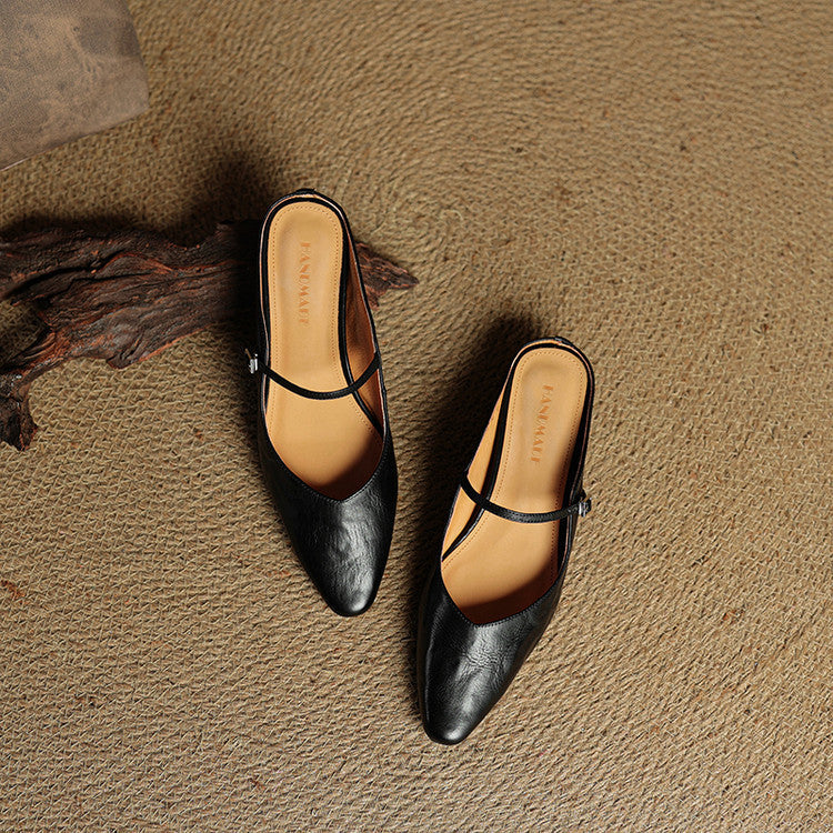 Pointed Toe Buckle Strap Mary Jane Flats