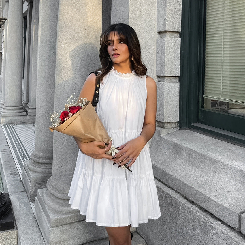 Sleeveless Ruffle Collar Tiered Babydoll A-Line Mini Dress