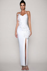 Yeney White 3D Floral Bandage Maxi Dress - View 3