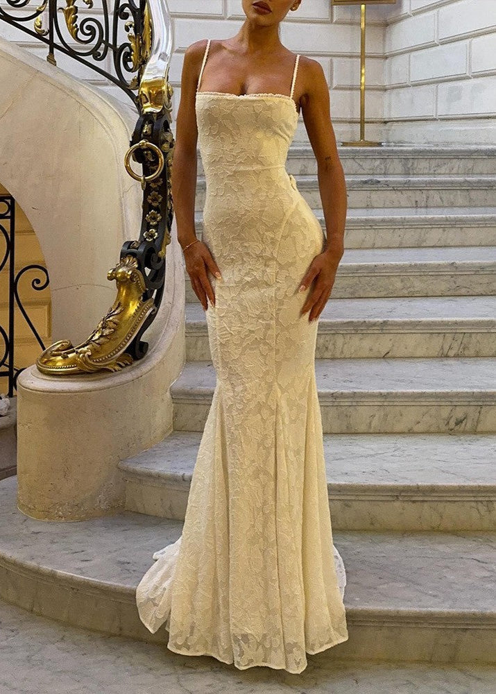 Seraphina - Lace-Back Satin Maxi Dress - View 8