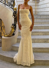 Seraphina - Lace-Back Satin Maxi Dress - View 8