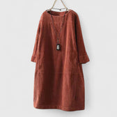 Knit Long Sleeve Pocket Shift Midi Dress 9