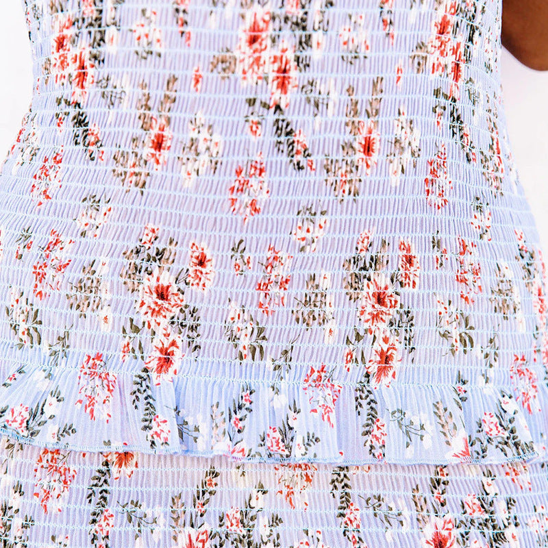 Kristy Floral Smocked Ruffle Midi Dress - Dijon