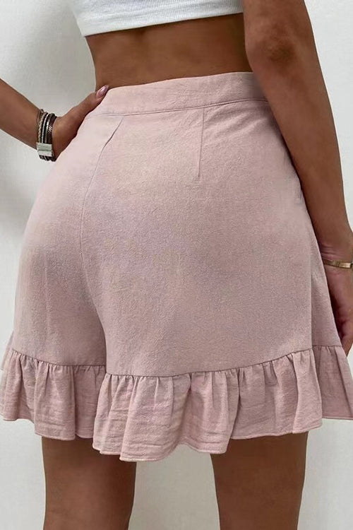 Button Flutter Hem Shorts