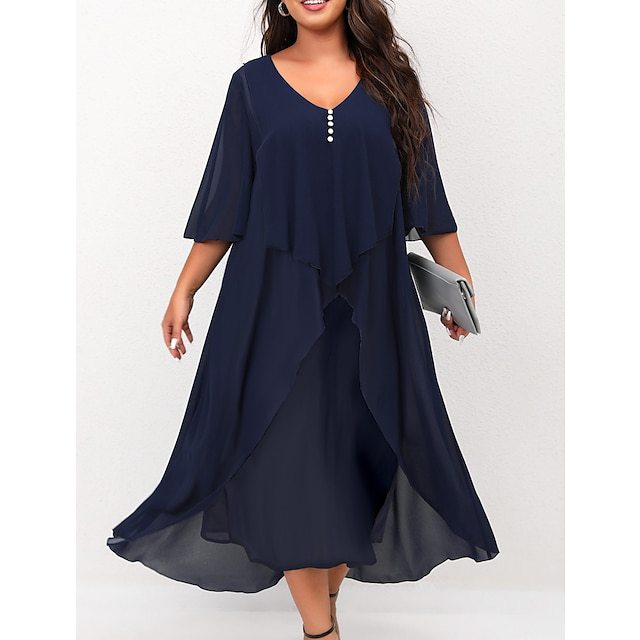 Marina | Flowing Floral Midi Dress Navy blue 2