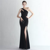 Satin One Shoulder Fishtail Gala Gown