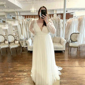 Pregnant Long Sheer Long Sleeve Mesh Maxi Deep V Plunge Dress
