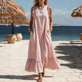 Striped Sleeveless Ruffle Hem Maxi Dress 2