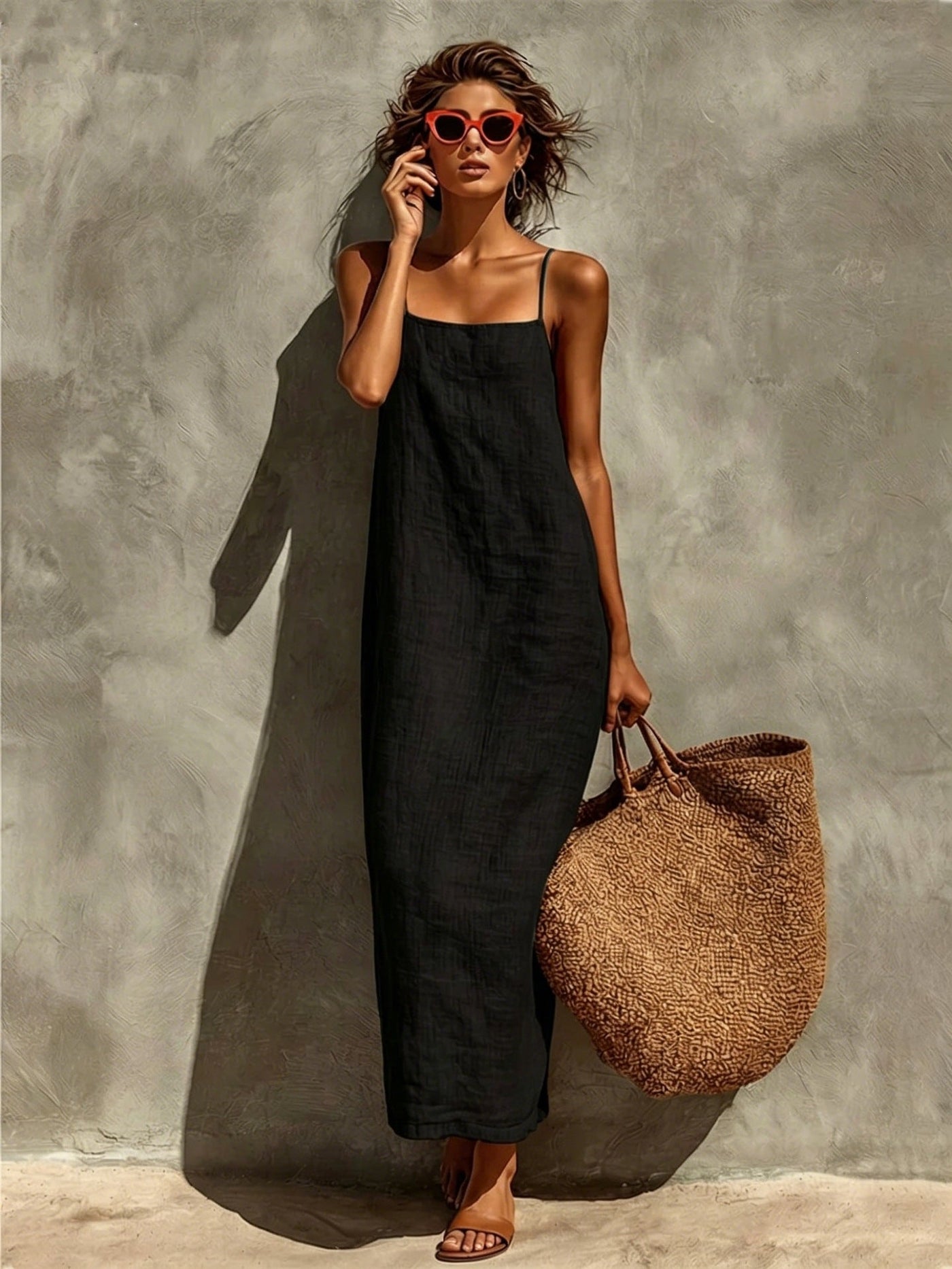 Square Neck Spaghetti Strap Maxi Dress 7