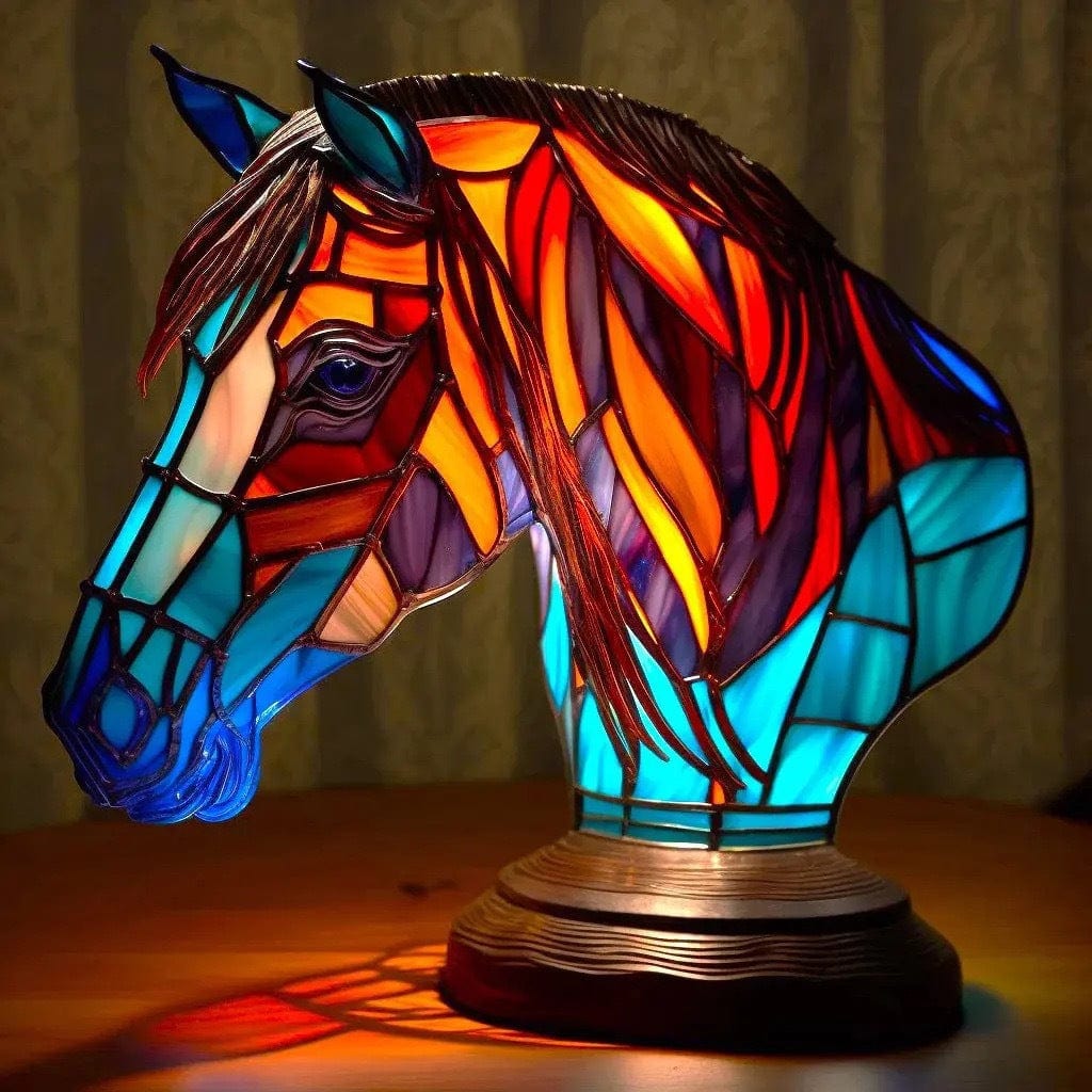 Stained Glass Horse Head Table Lamp