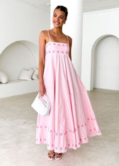 Floral Embroidered Spaghetti Strap Maxi Dress Summer 5