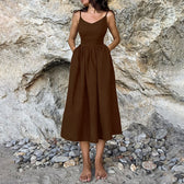 One Shoulder Sleeveless High Split Loose Midi Dress 10
