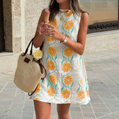 Floral V-Neck Sleeveless Shift Mini Dress Summer 4