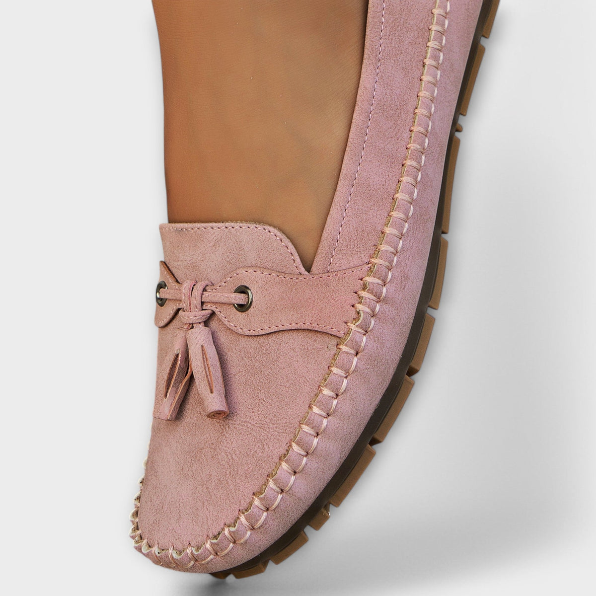 Suede Look Tassel Round Toe Slip On Loafers