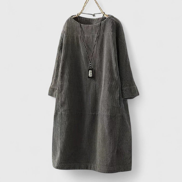Knit Long Sleeve Pocket Shift Midi Dress 6