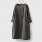 Knit Long Sleeve Pocket Shift Midi Dress 6