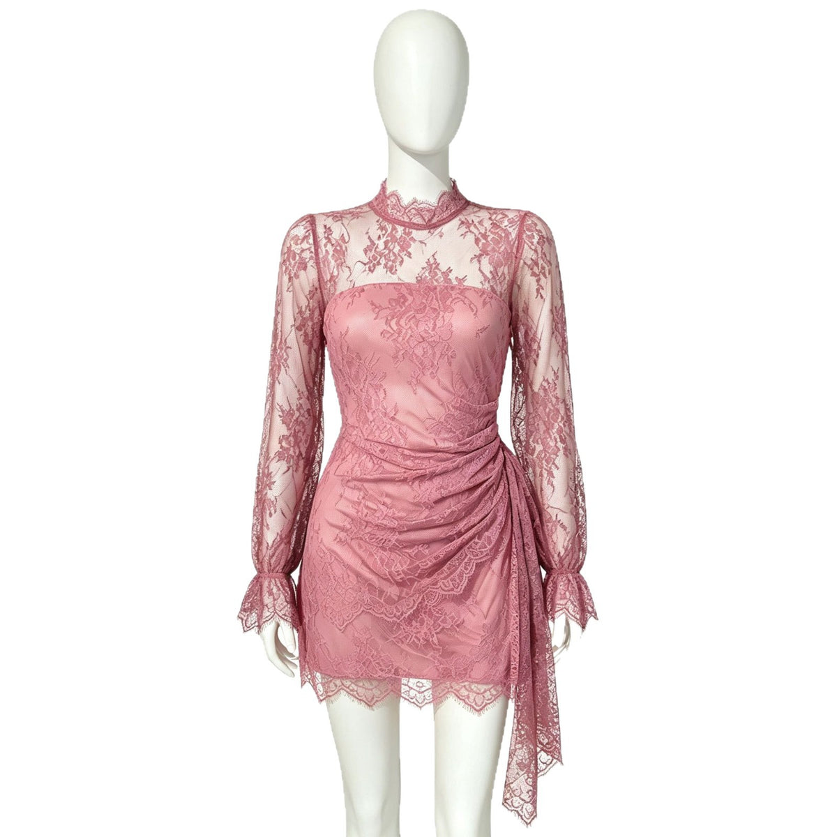 Autumn Women Clothing Slim Fit Long Sleeved Lace See through Sheath Dress