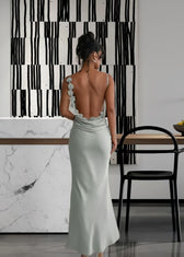Seraphina - Satin Cowl Neck Evening Gown - View 4