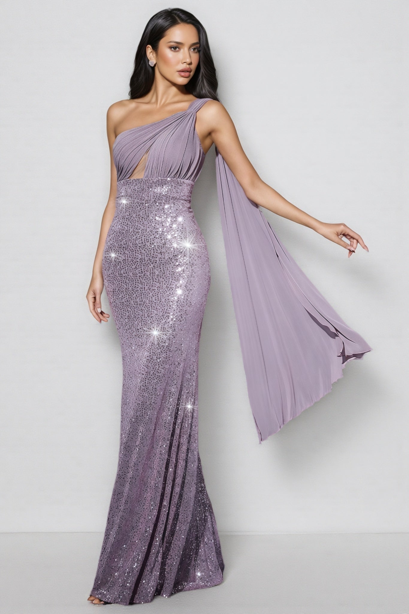 Nani Purple Sequin Fishtail Maxi Dress - View 4