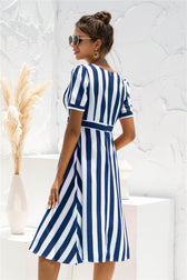 Glinda Striped Satin Midi Shirt Dress 6