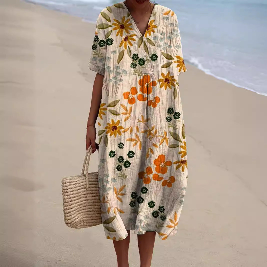 Virginia Effortless Premium Cotton Floral Dress Evening Wear Edit